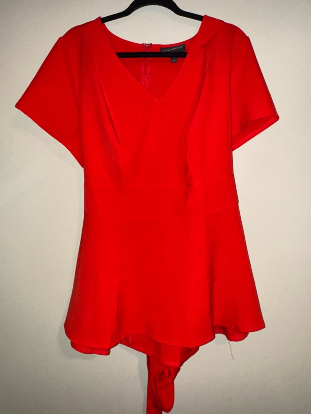 Red V-Neck Peplum Top - lane Bryant